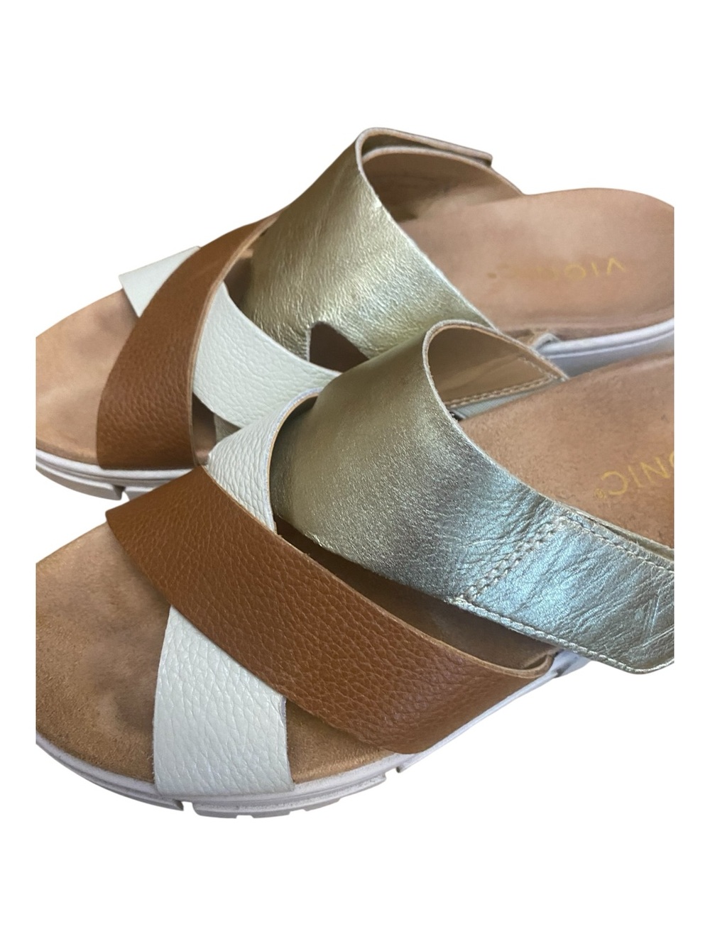 Vionic Womens Uptown Sunset Platform Wedge Slide Shoes Leather Summer - Picture 3 of 9